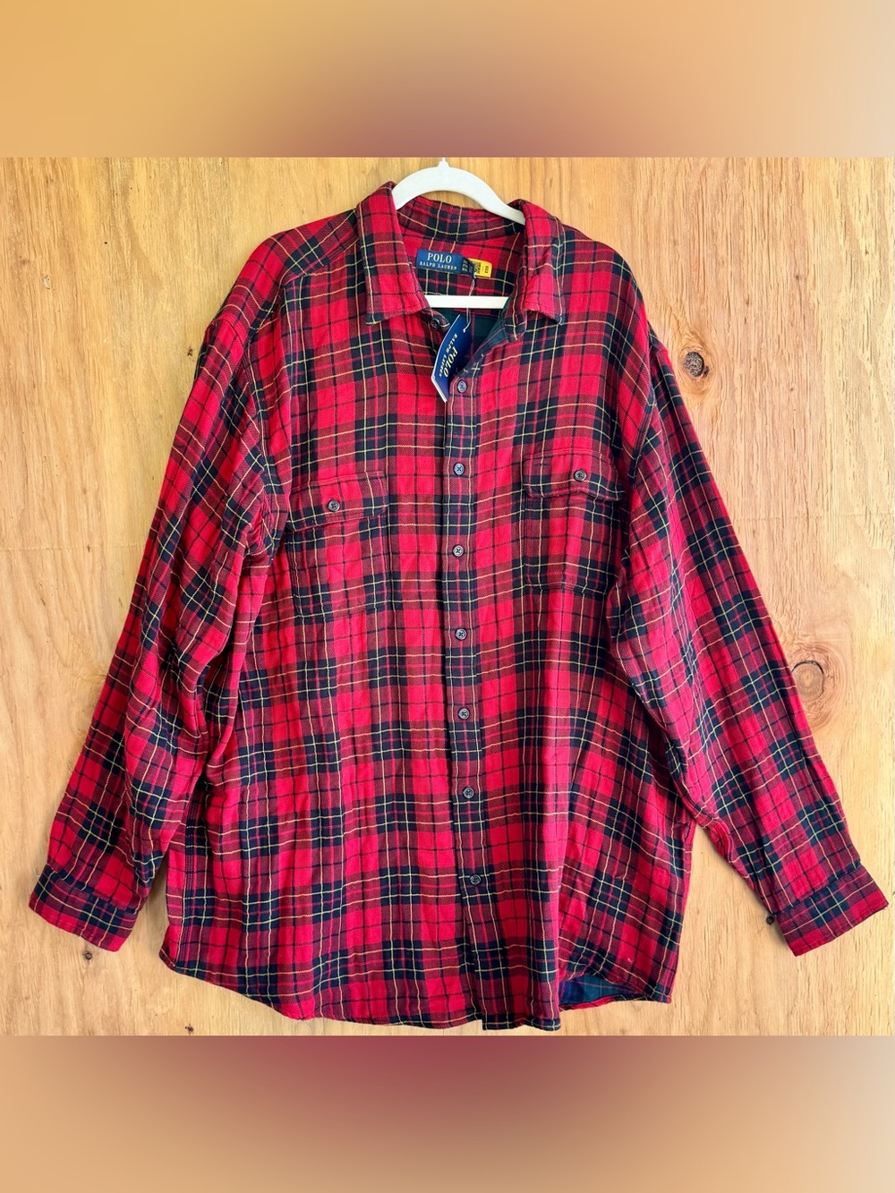 NWT Polo Ralph Lauren Plaid Flannel Shirt Men’s 3XLT Red Black Button Front